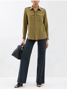 NILI LOTAN jeanette top in olive sz Med